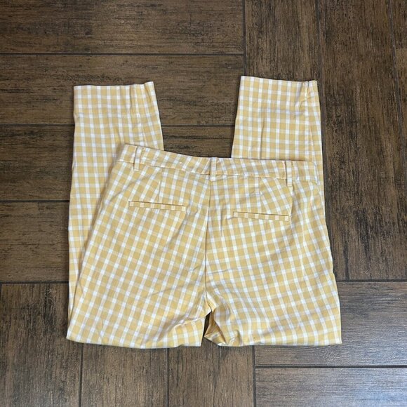 Ann Taylor Gold and White Gingham Check Ankle Cropped Pants Size 2 - Picture 2 of 9